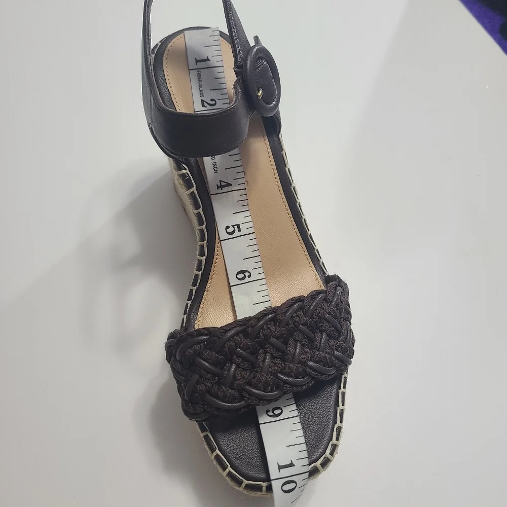 Veronica Beard Reema Ankle-Strap Wedge‎ Brown Sandal Size 8